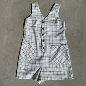 TopShop White + Black Plaid Romper Size 6